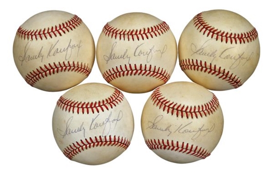 Lot of (5) Sandy Koufax Vintage Signed Official National League Baseballs